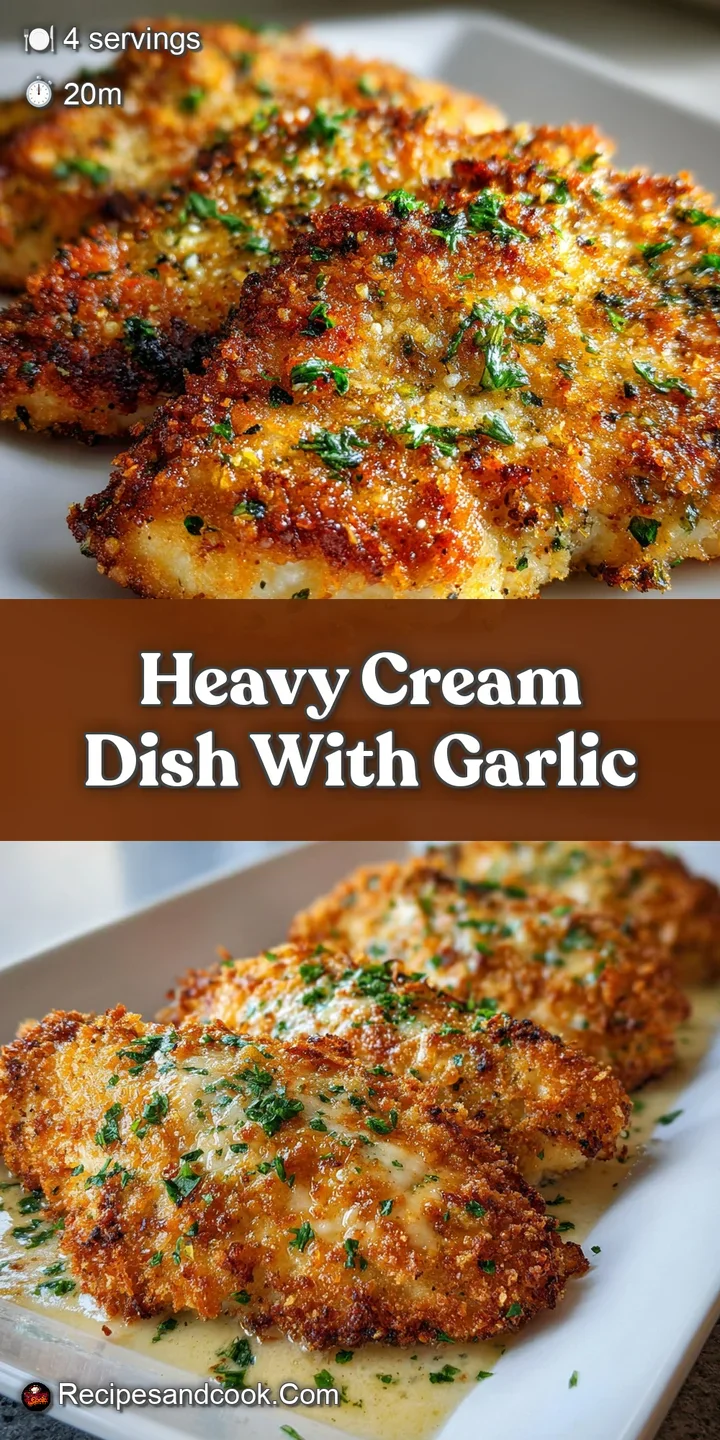 Close-up capturing the rich, glistening cream sauce clinging to the pasta, punctuated by fragrant garlic and fresh green h...