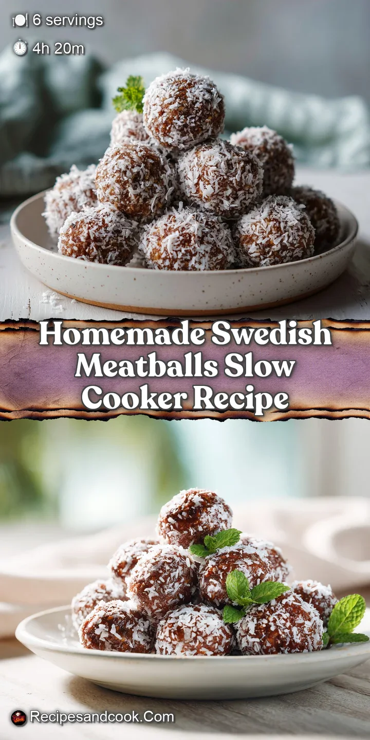 Close-up of plump, juicy Swedish meatballs coated in a savory, creamy sauce. Texture and visible steam create a mouthwater...