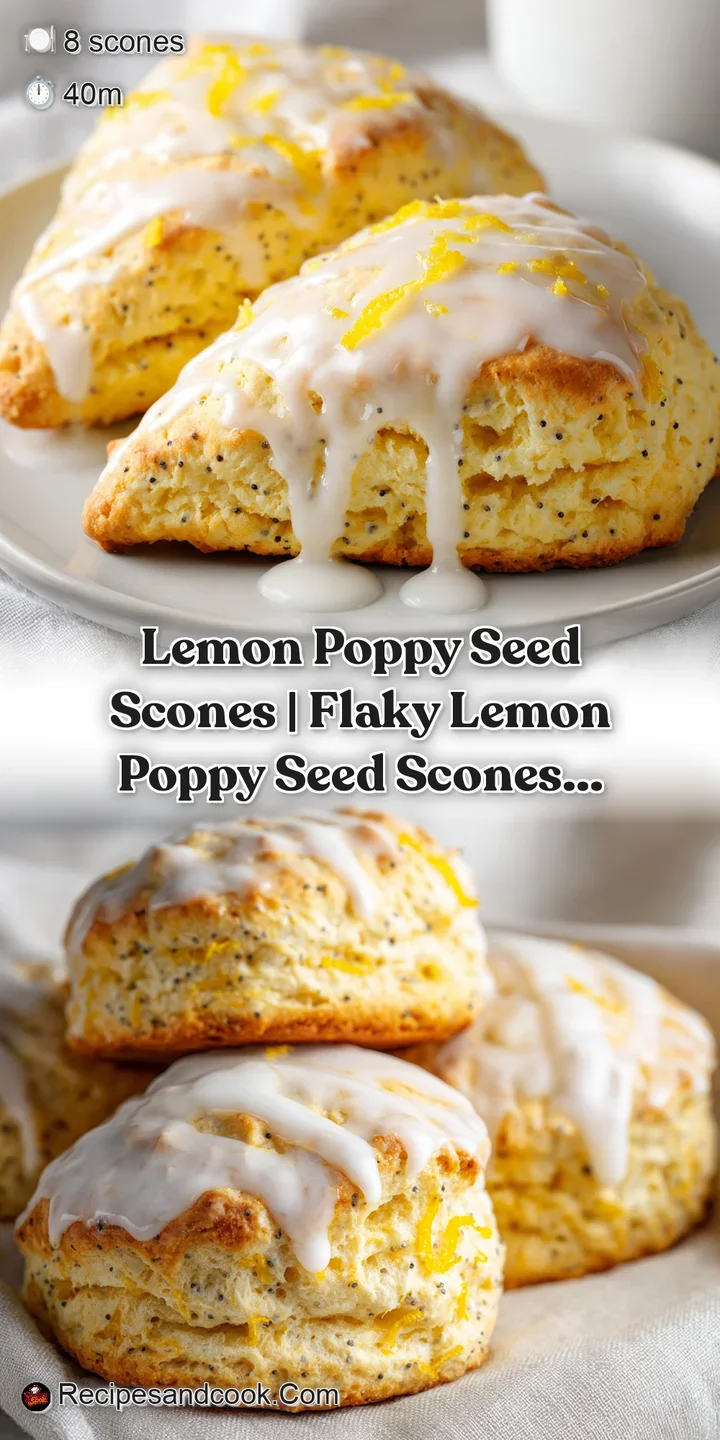 Close-up of a crumbly, pale yellow pastry with tiny black seeds and a glossy, melting sugar glaze on top.