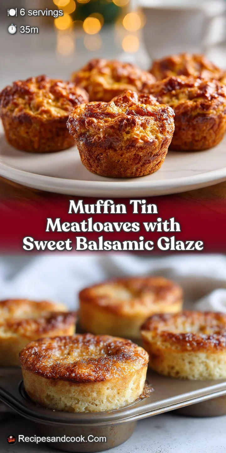 Close-up of a single, juicy muffin tin meatloaf, with a tempting, sticky balsamic glaze, showing flavorful texture.