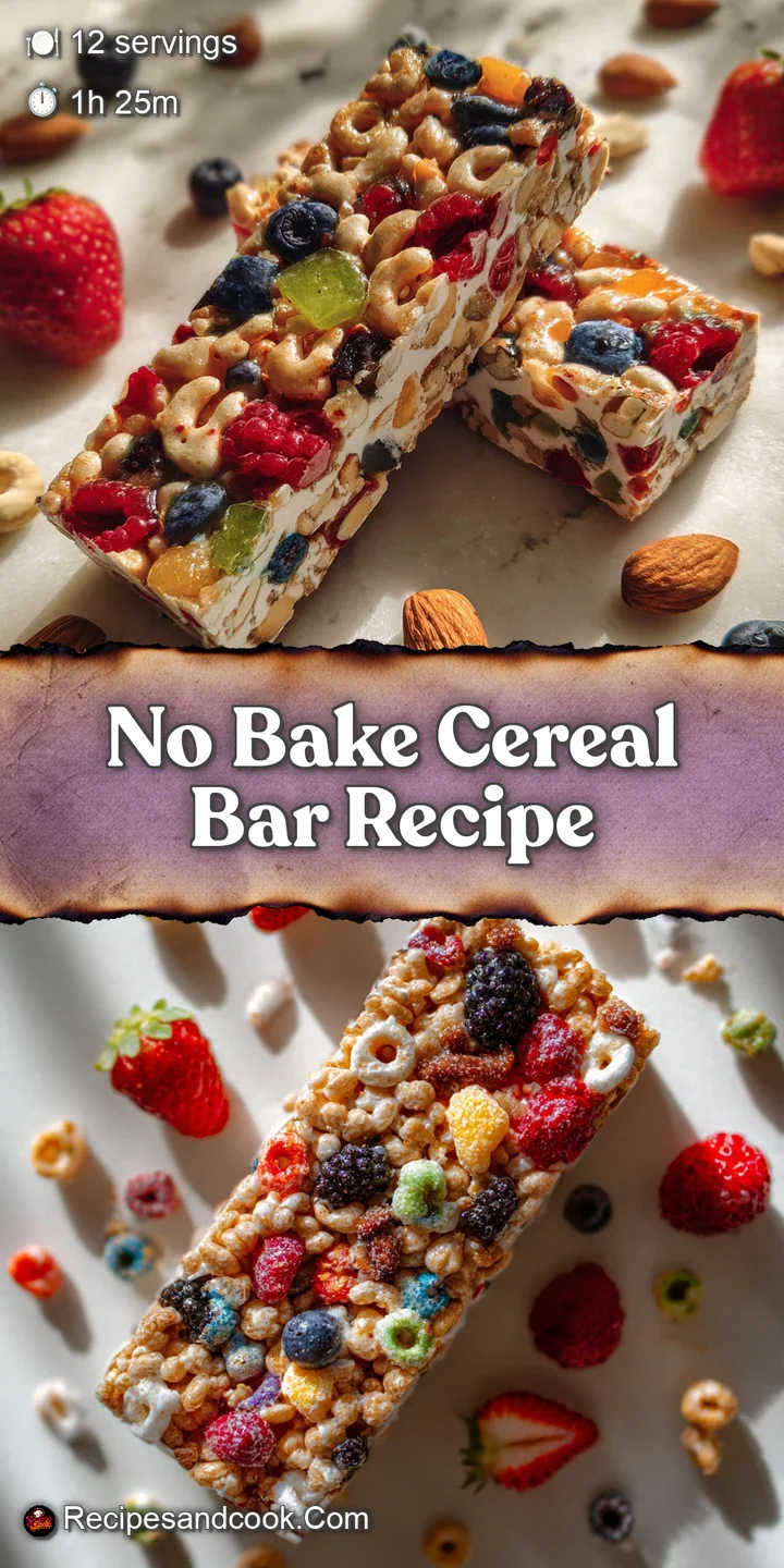 Close-up of a cereal bar, showcasing the chewy texture and visible bits of oats, nuts, and dried fruit, reflecting light f...