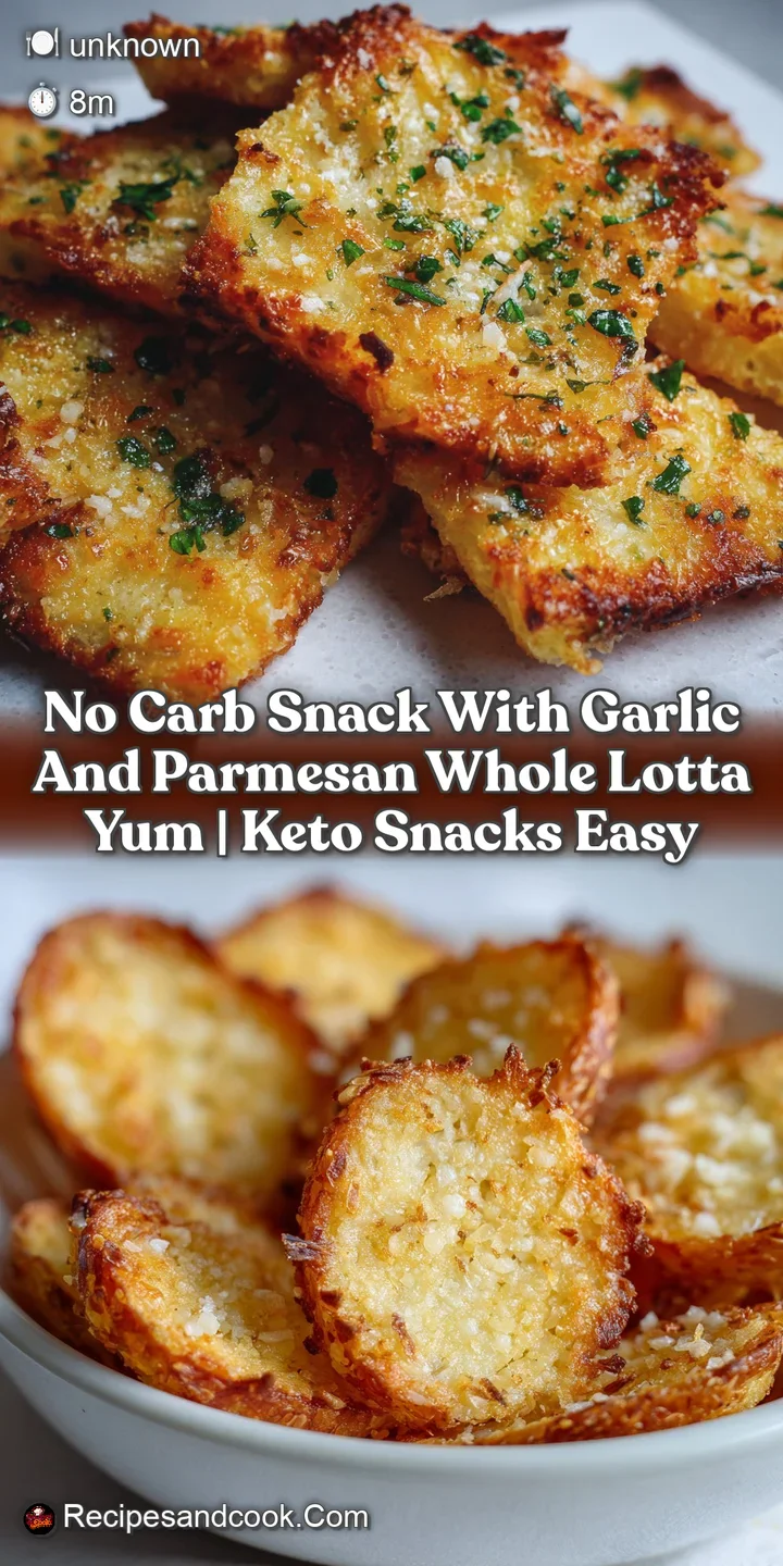 Close-up of a crispy, golden parmesan chip, highlighting the melted cheese and toasted garlic bits.