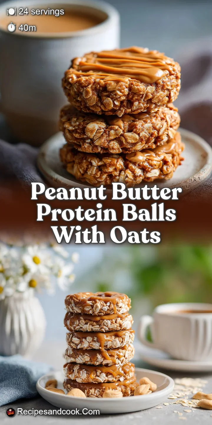 Close-up of a peanut butter ball, showing the slightly coarse texture and rich color with flecks of oats and chia seeds.