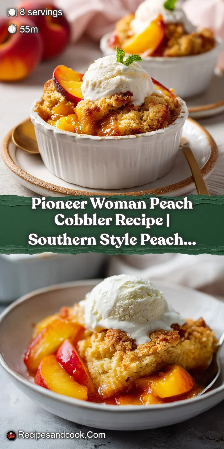 Juicy, caramelized peach slices peeking through a tender, golden-brown cobbler crust.