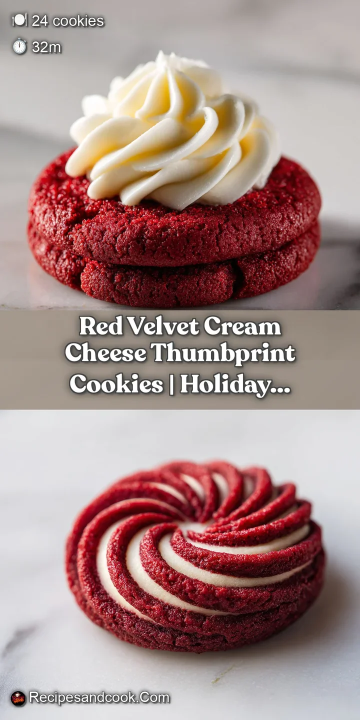 Close-up of a ruby-red cookie, its sweet cream cheese filling peeking from the inviting, textured center.