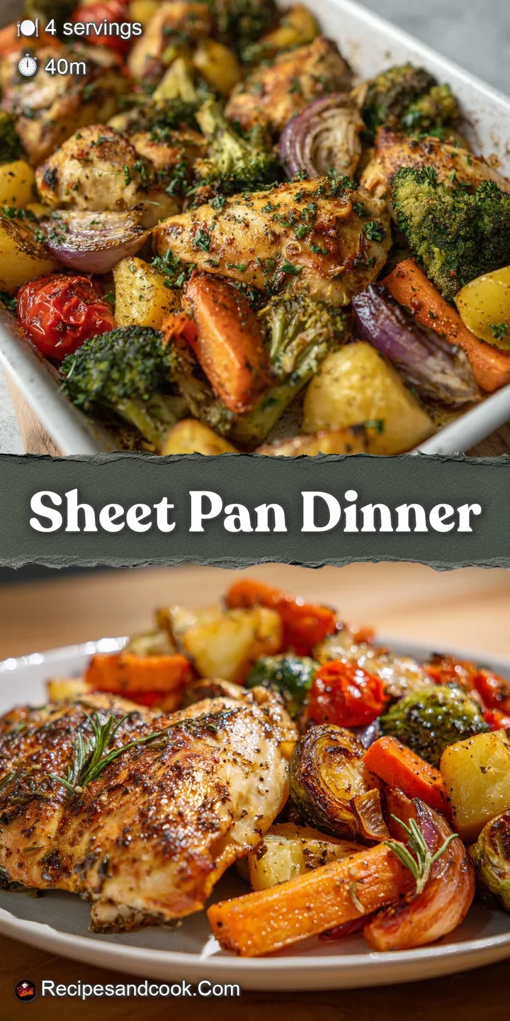 Close-up of glistening, golden-brown roasted chicken and colorful crisp-tender vegetables; inviting and appetizing.