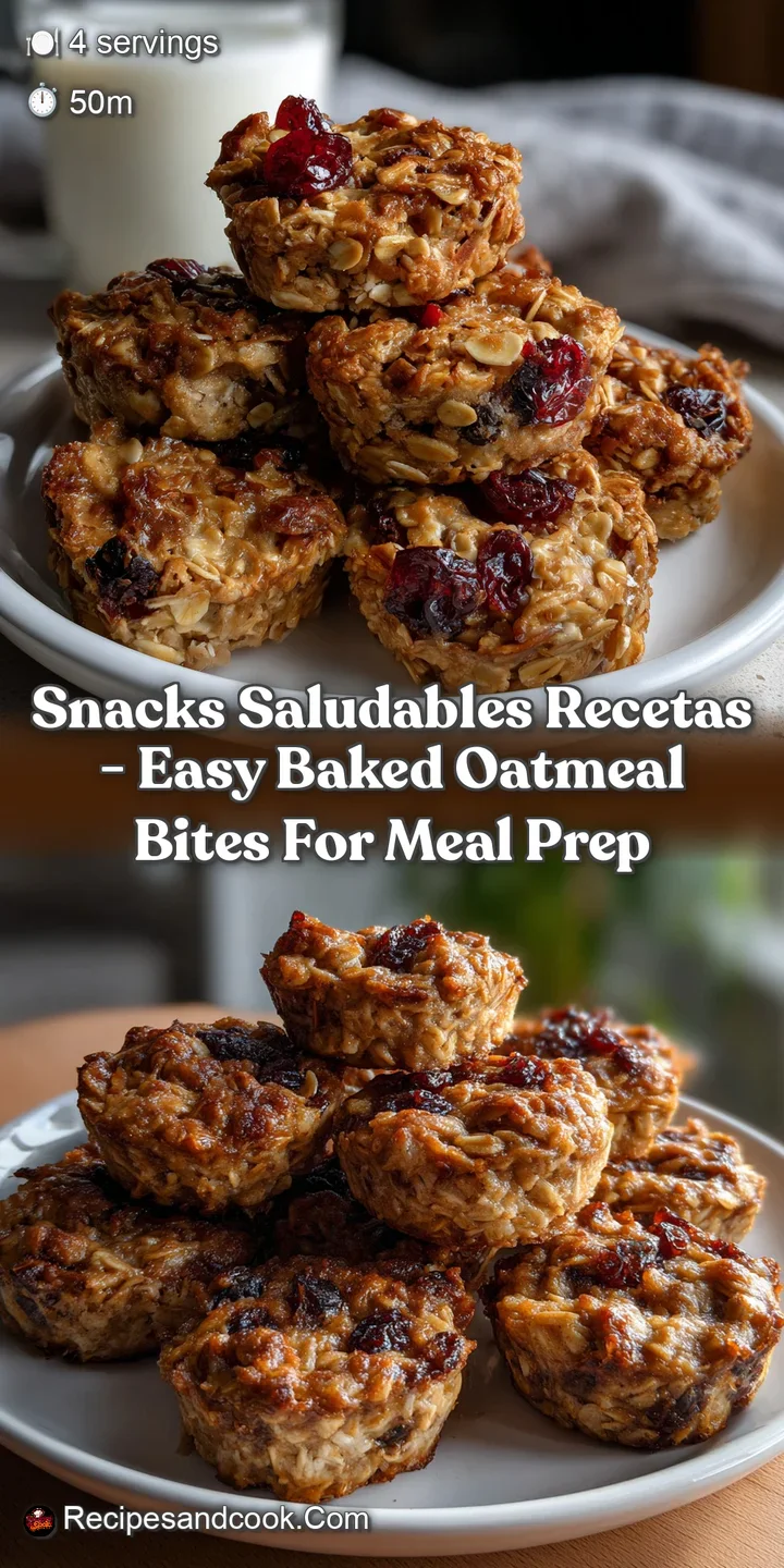 Snacks Saludables Recetas - Easy Baked Oatmeal Bites for Meal Prep