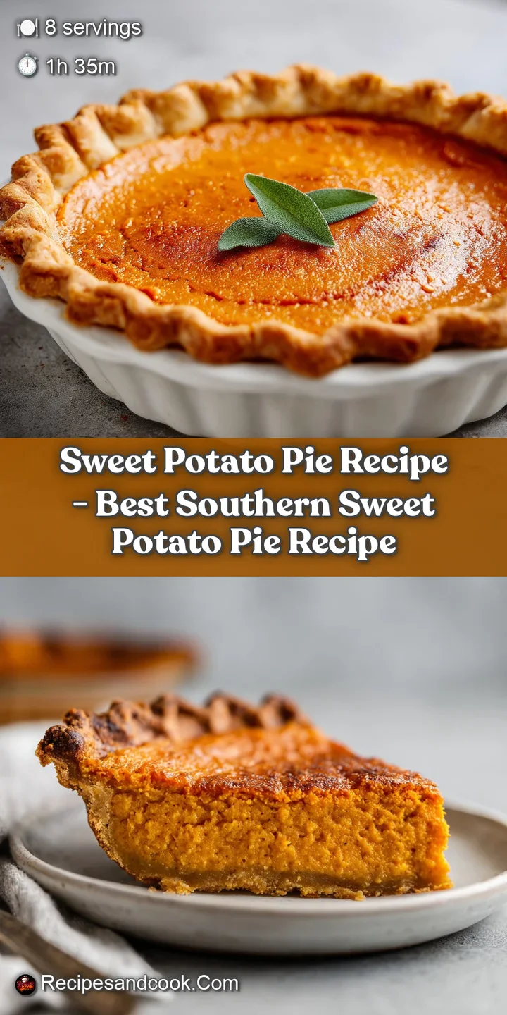 Close-up of a rich, smooth sweet potato pie filling with a slightly caramelized top, showcasing its vibrant color.