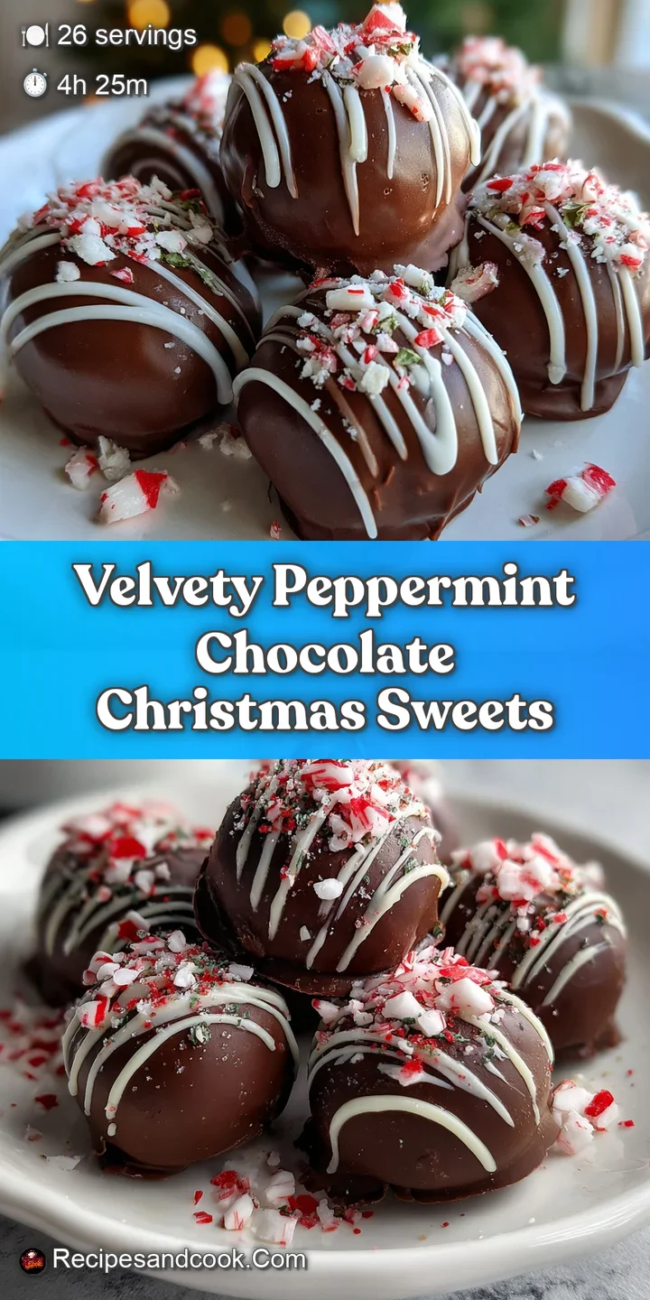 Close-up reveals the textures of peppermint bark: rich, dark chocolate swirled with white chocolate and dotted with crushe...