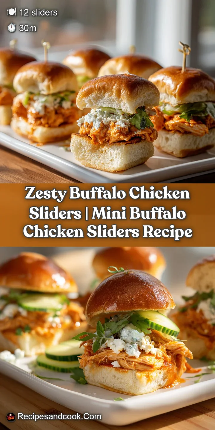 Close-up of shredded spicy buffalo chicken bursting from a fluffy slider bun, topped with vibrant green scallions.