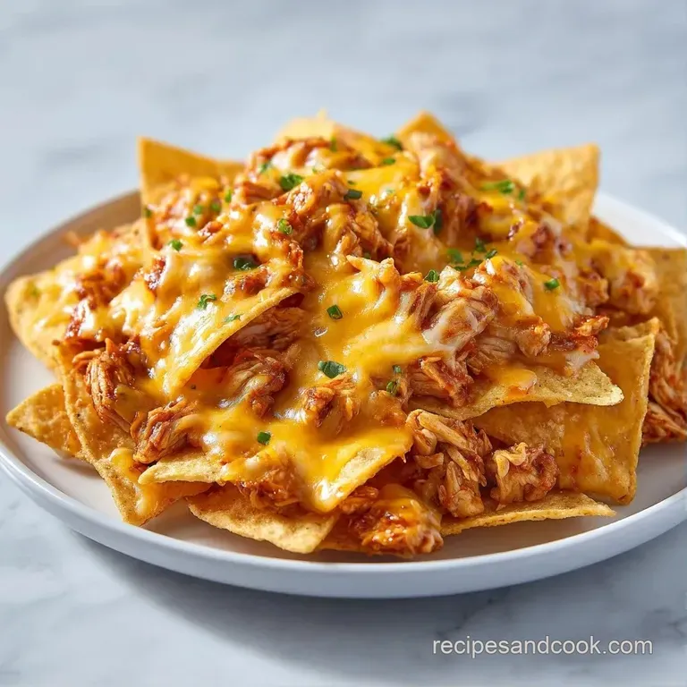 A mountain of golden tortilla chips layered with melted cheese, diced tomatoes, and swirls of cool sour cream.