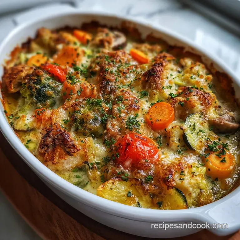 Chicken Vegetable Casserole: Golden Cheddar Panko