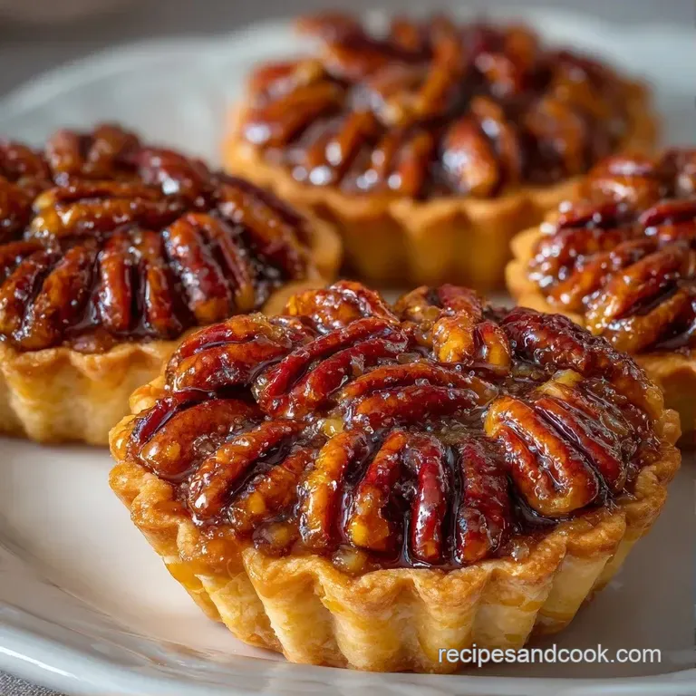 Tiny pastry cups with molten chocolate and toasted nuts arranged elegantly on a white ceramic serving platter.
