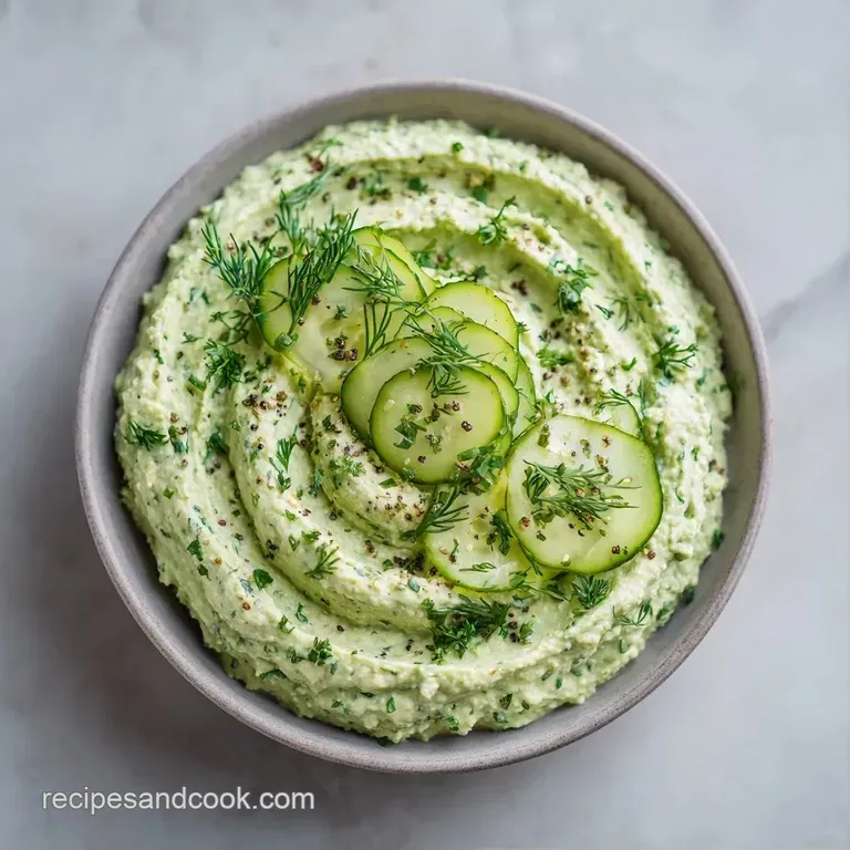 Pale green creamy dip in a ceramic bowl surrounded by crisp carrot sticks and toasted pita on a rustic wooden board.