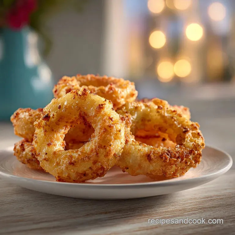 Elegantly stacked crispy apple rings on a white ceramic plate with a side of smooth, glossy caramel sauce.