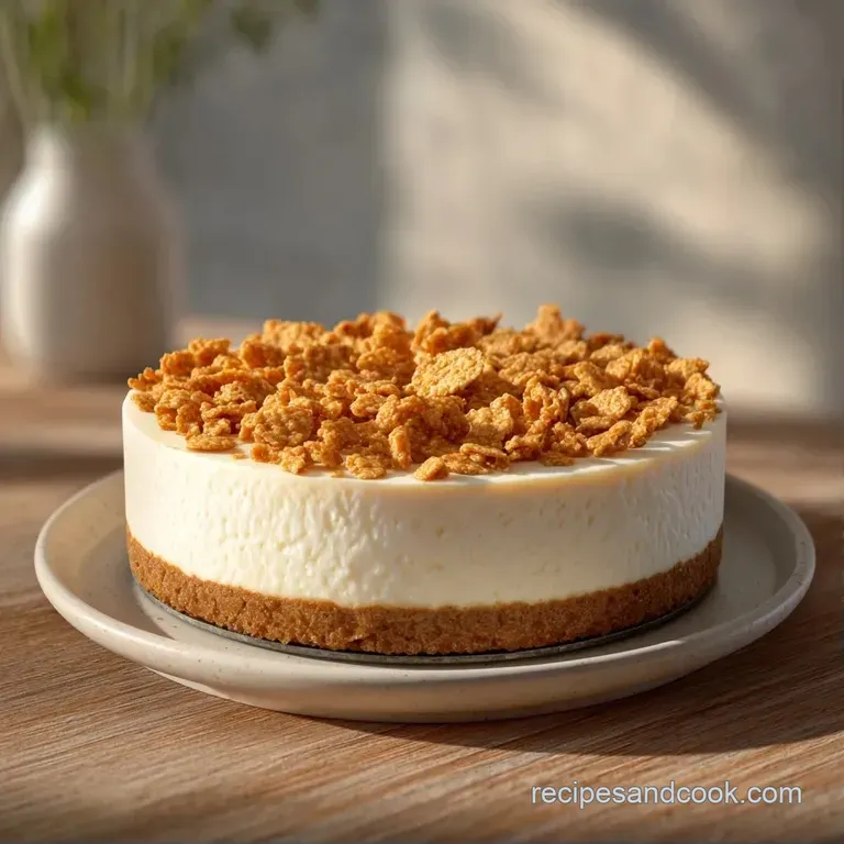 Elegant slice of pale cream cake with a toasted cinnamon crumble topping, paired with a sprig of fresh mint.