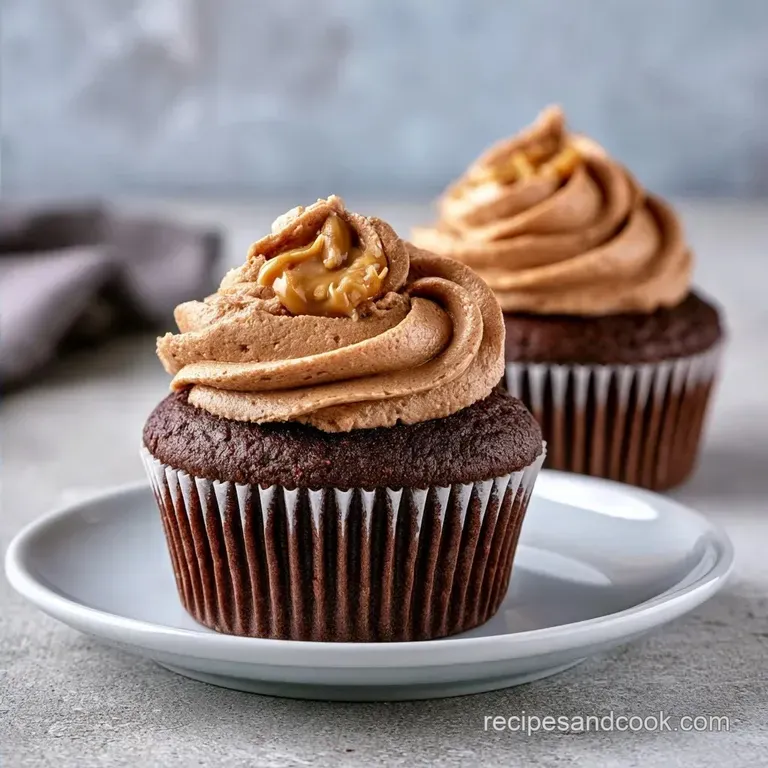 Double Chocolate PB Cupcakes: Gooey Center