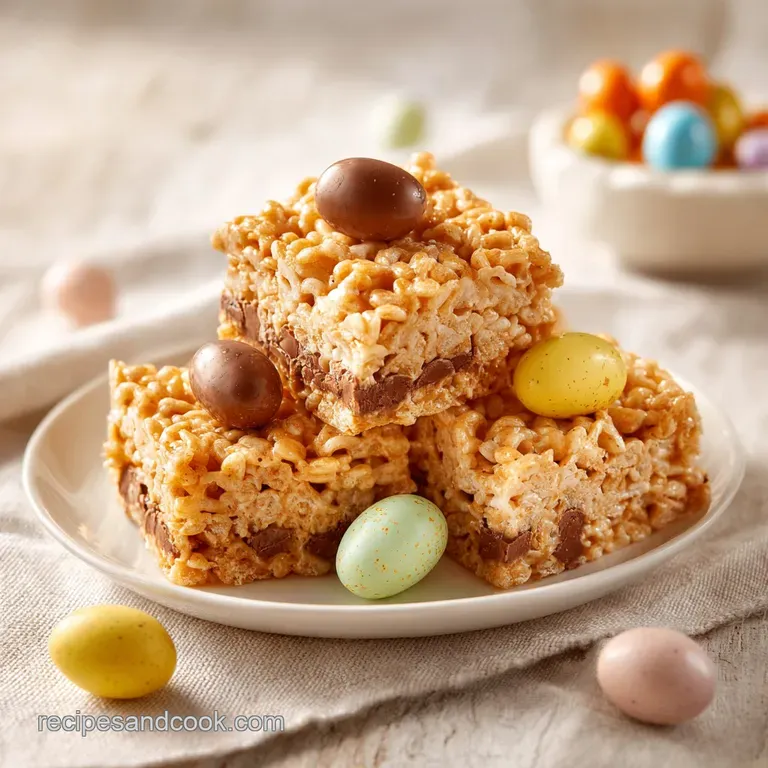 Easter Rice Krispie Treats with Chocolate Eggs