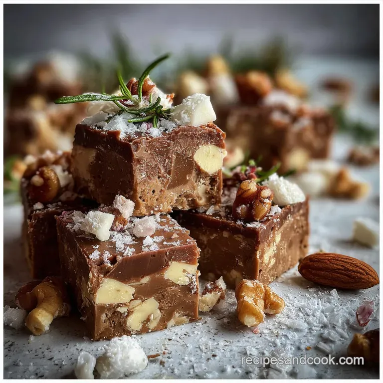 Elegant slice of creamy white fudge on a small plate, dusted with cocoa powder, beside a steaming mug of dark coffee.
