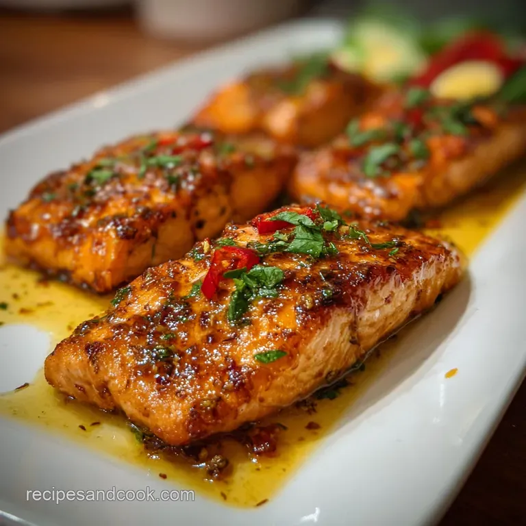 Perfectly plated salmon fillet with vibrant, crispy skin alongside tender green asparagus spears and a lemon wedge on a wh...