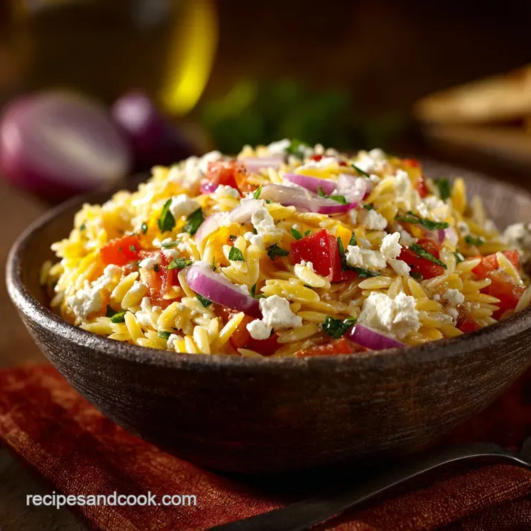 Summer Potluck Recipes: the Glorious Greek Orzo Salad presentation
