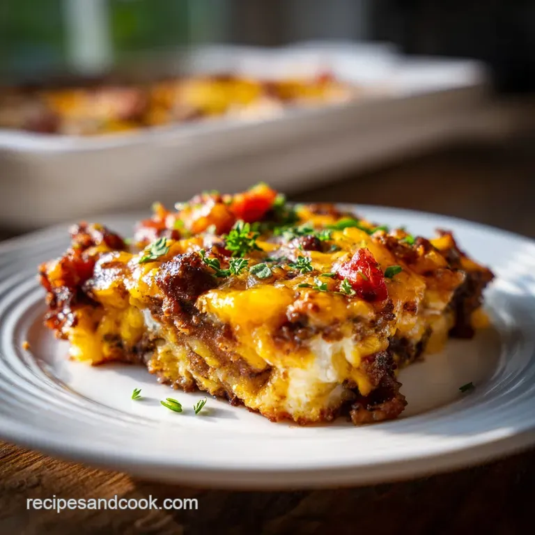 Cheesy Cheeseburger Casserole in a 9x13 Pan