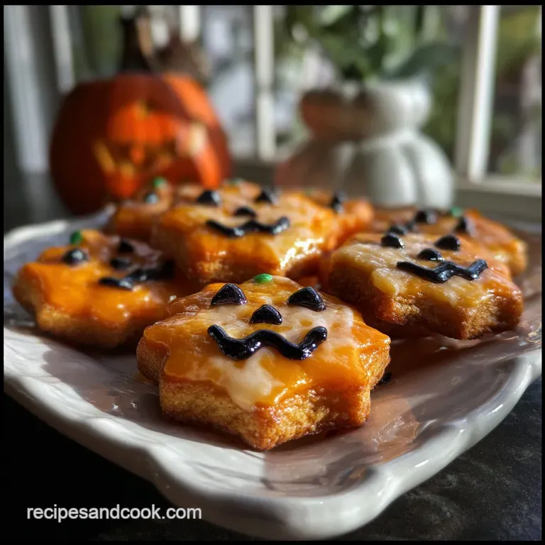 Dark, glossy chocolate squares beside savory pastry bites. Garnished with vibrant orange zest, creating a sophisticated Ha...
