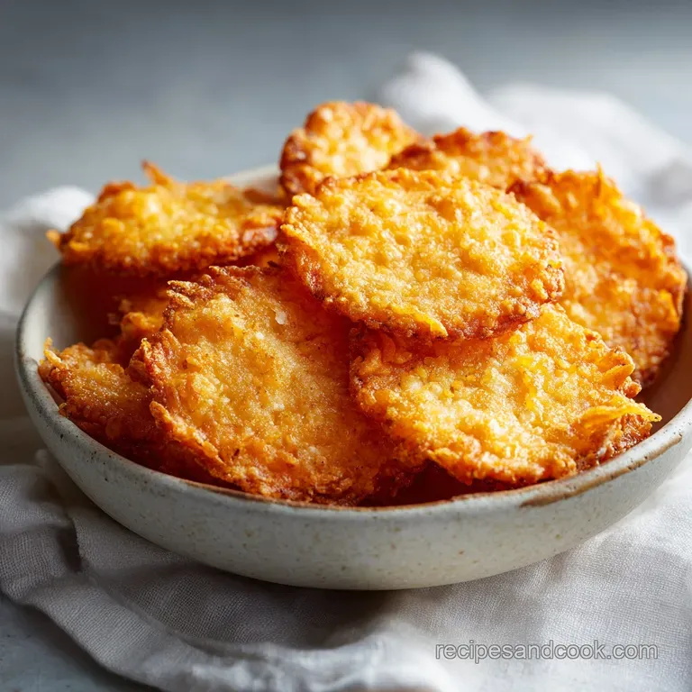 A neat stack of delicate cheddar crackers artfully placed on a ceramic plate, showcasing their inviting, toasted hue.
