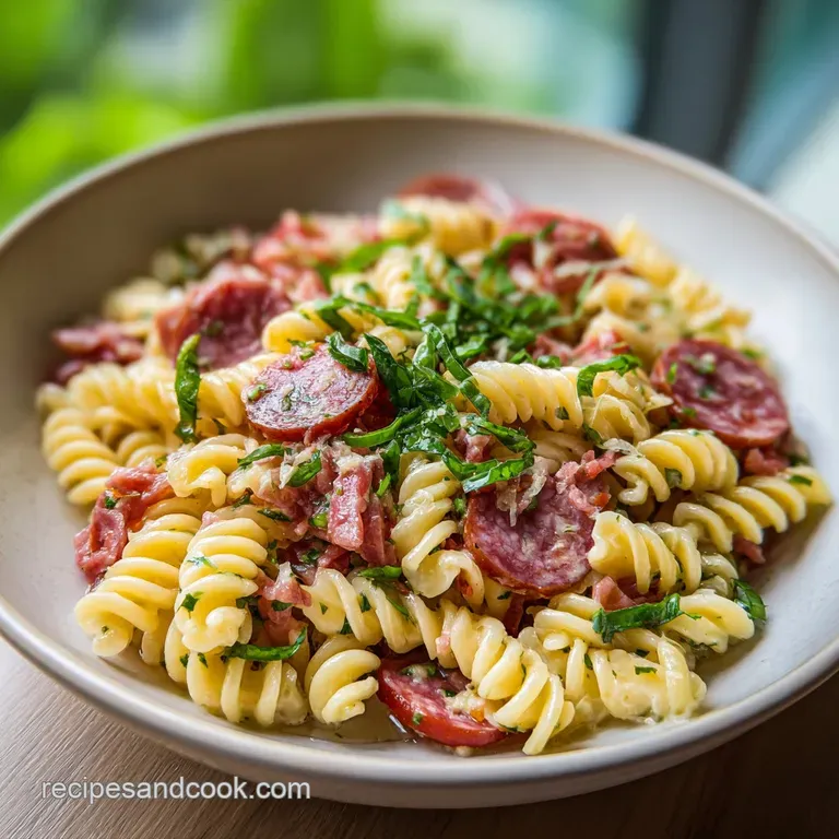 Italian Pasta Salad with Salami and Zesty Dressing