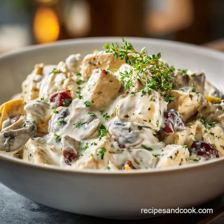 A generous swirl of rich Alfredo pasta artfully arranged on a white plate, dusted with Parmesan.