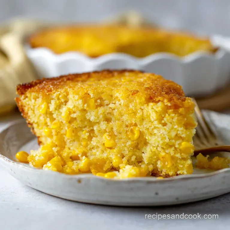 A dollop of creamy corn casserole with a hint of char, nestled beside grilled chicken breast.