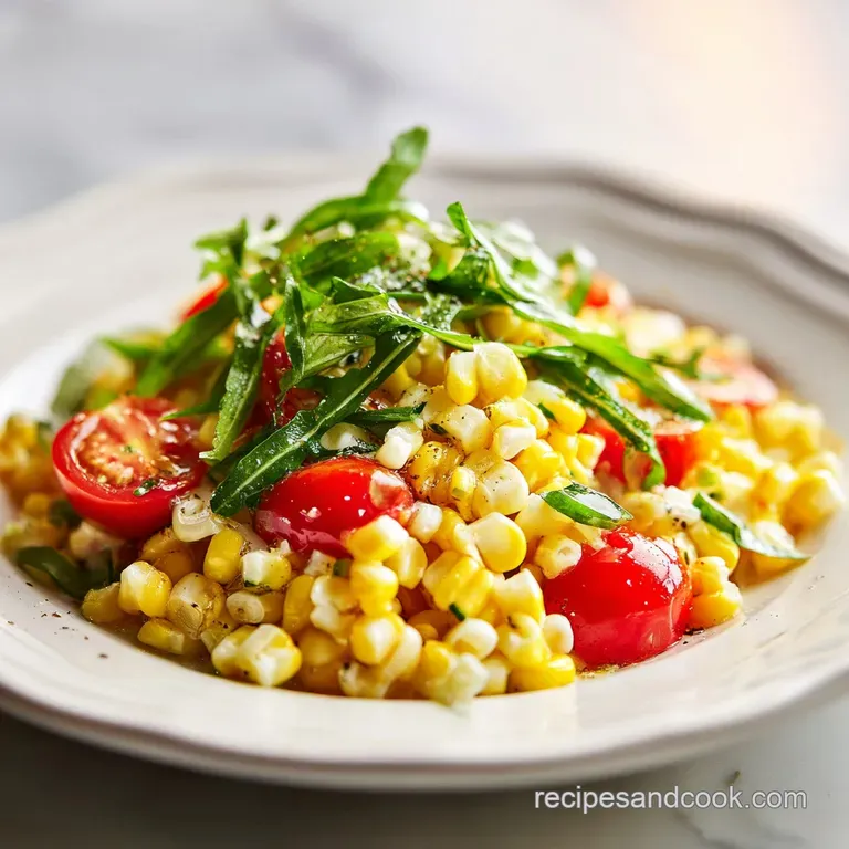 A rustic bowl overflowing with colorful corn salad, a light dressing glistening.