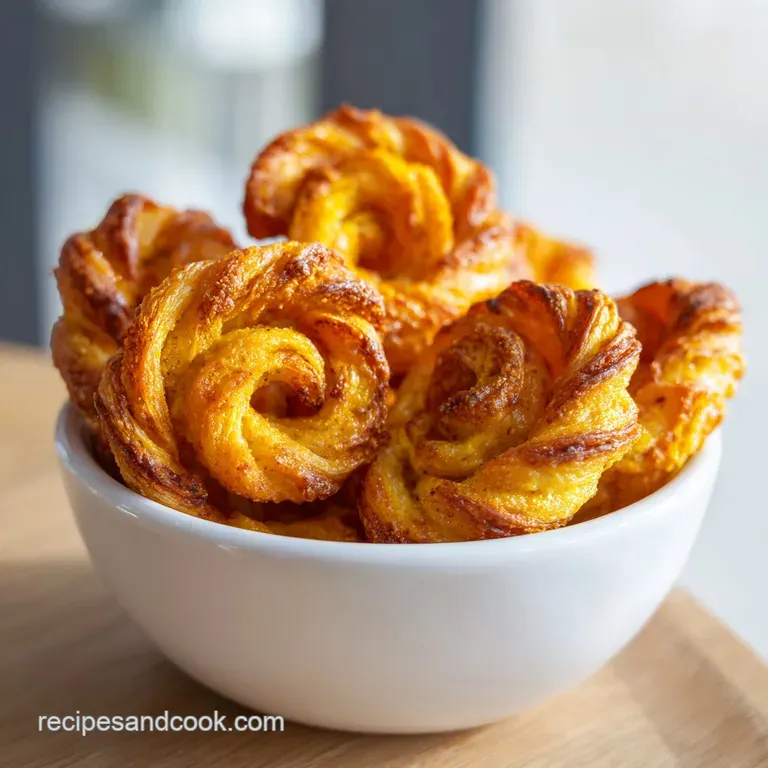 Golden-brown pastry twists stacked neatly on a white plate with a dollop of whipped cream and a cinnamon stick.