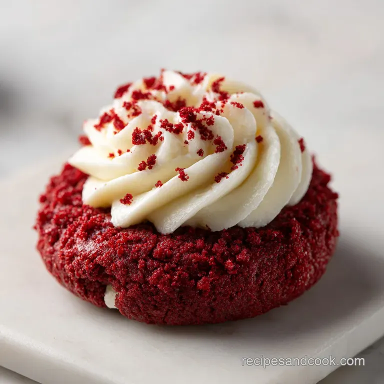 A delicate scattering of crimson thumbprint cookies, showcasing their creamy white filling and crumbly edges.