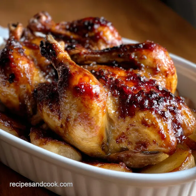 Quail Recipes: Roast Quails with Sticky Apple Cider Glaze presentation