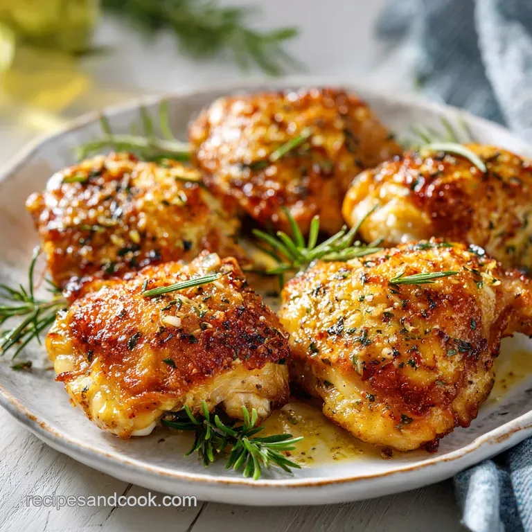 Roasted Garlic Chicken Thighs: Shattered Skin