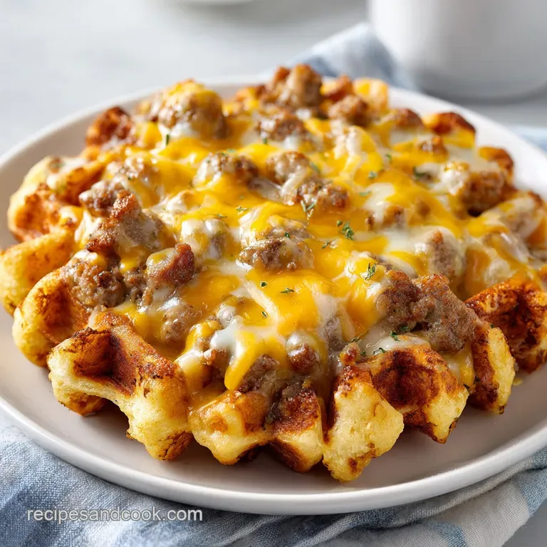 Sausage and Waffle Casserole: Golden and Cheesy