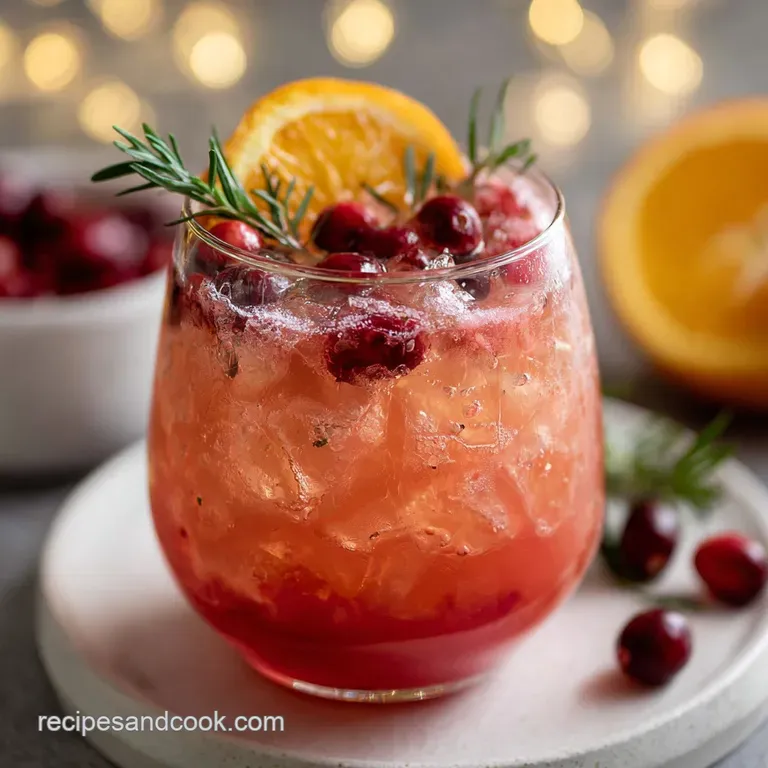Christmas Cocktails: Spiced Cranberry Gin Fizz presentation
