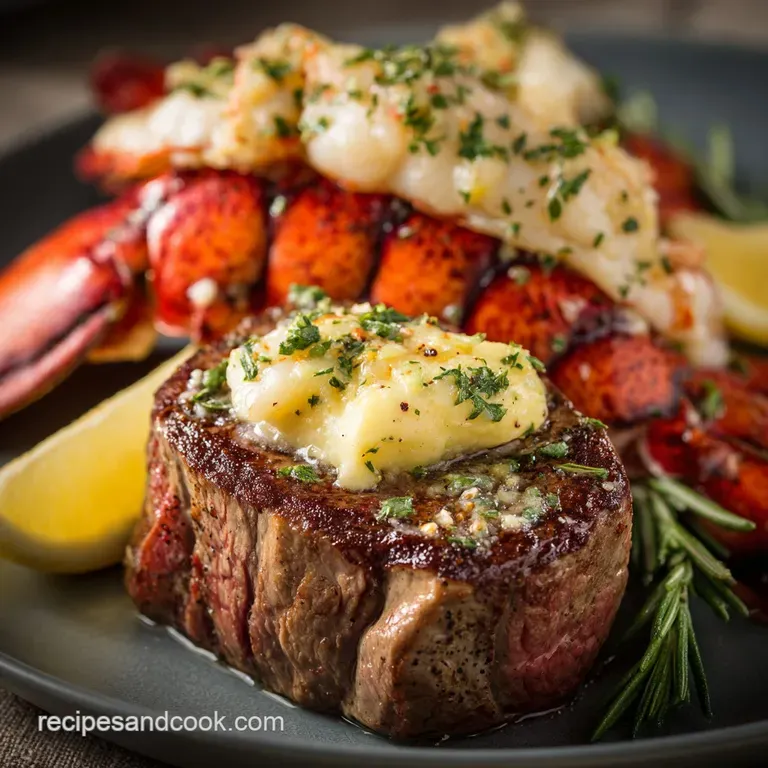 Surf and Turf: Pan-Seared Fillet Mignon and Lobster with Garlic Butter